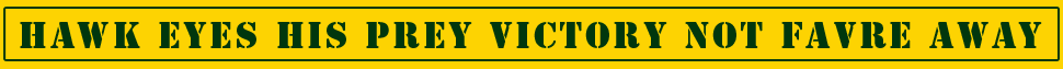 HAWK   EYES  HIS  PREY  VICTORY  NOT  FAVRE  AWAY